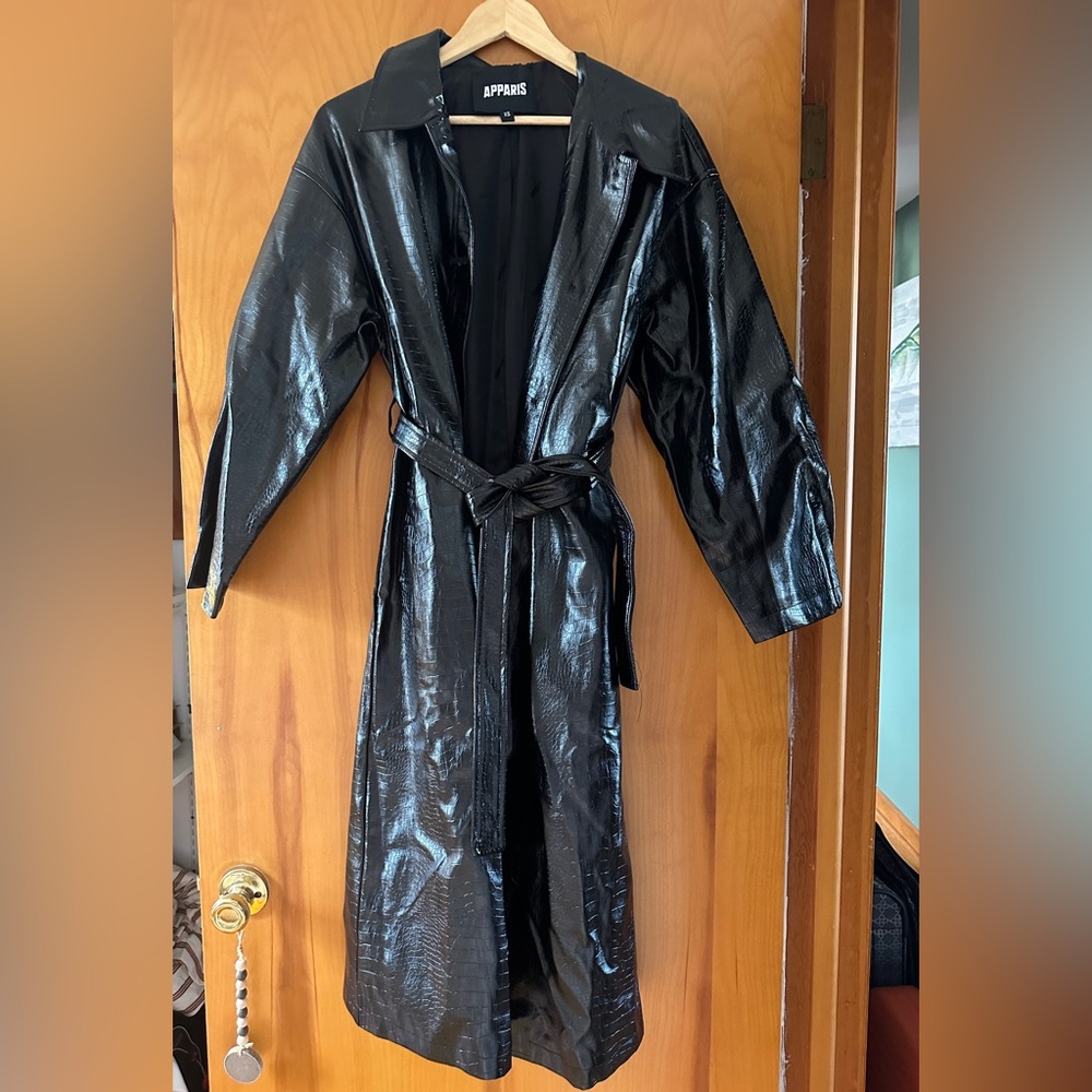 Shiny Black Trench Coat